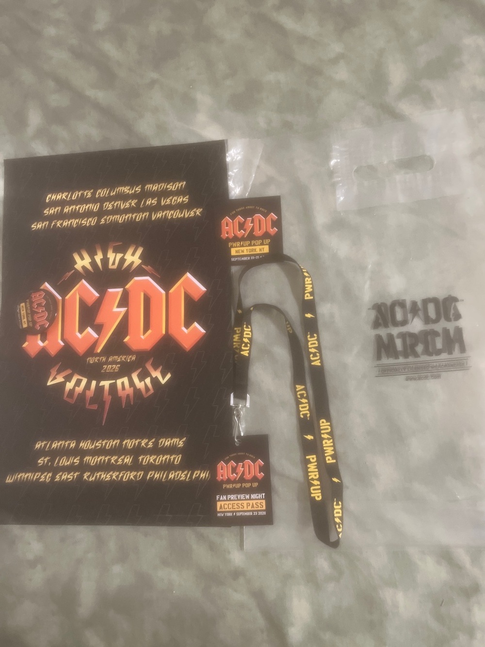 AC/DC 2026 Limited NYC Popup launch 1 of 200 Poster Lanyard Button stick acdc